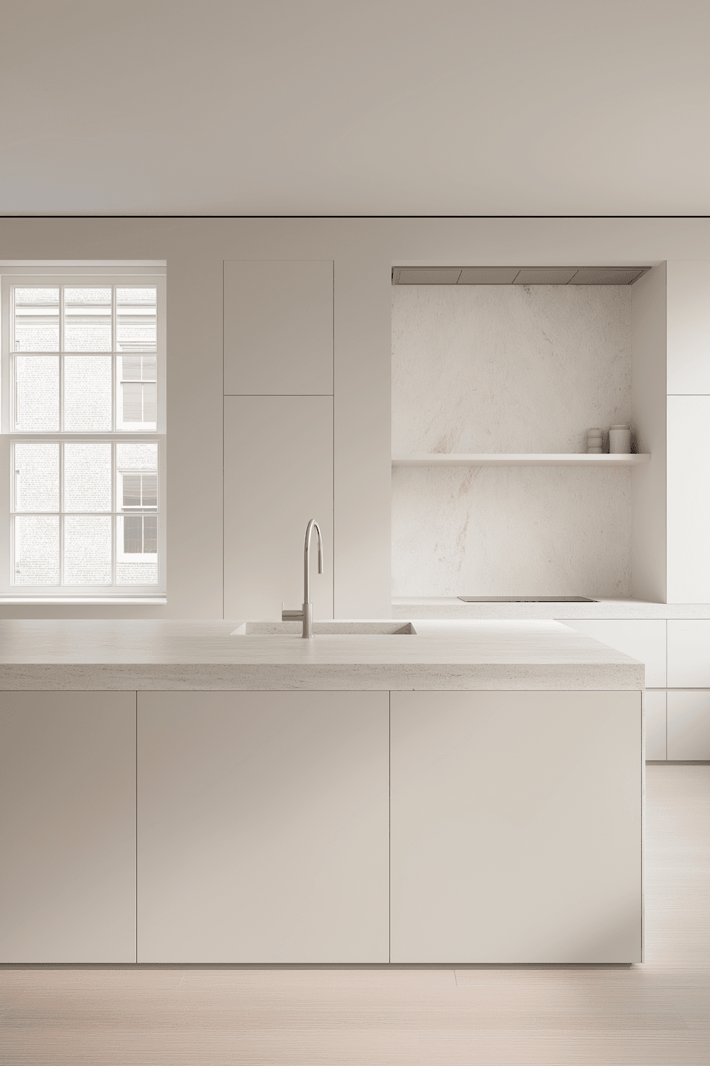 Custom kitchen with a stone island and warm timber cabinetry