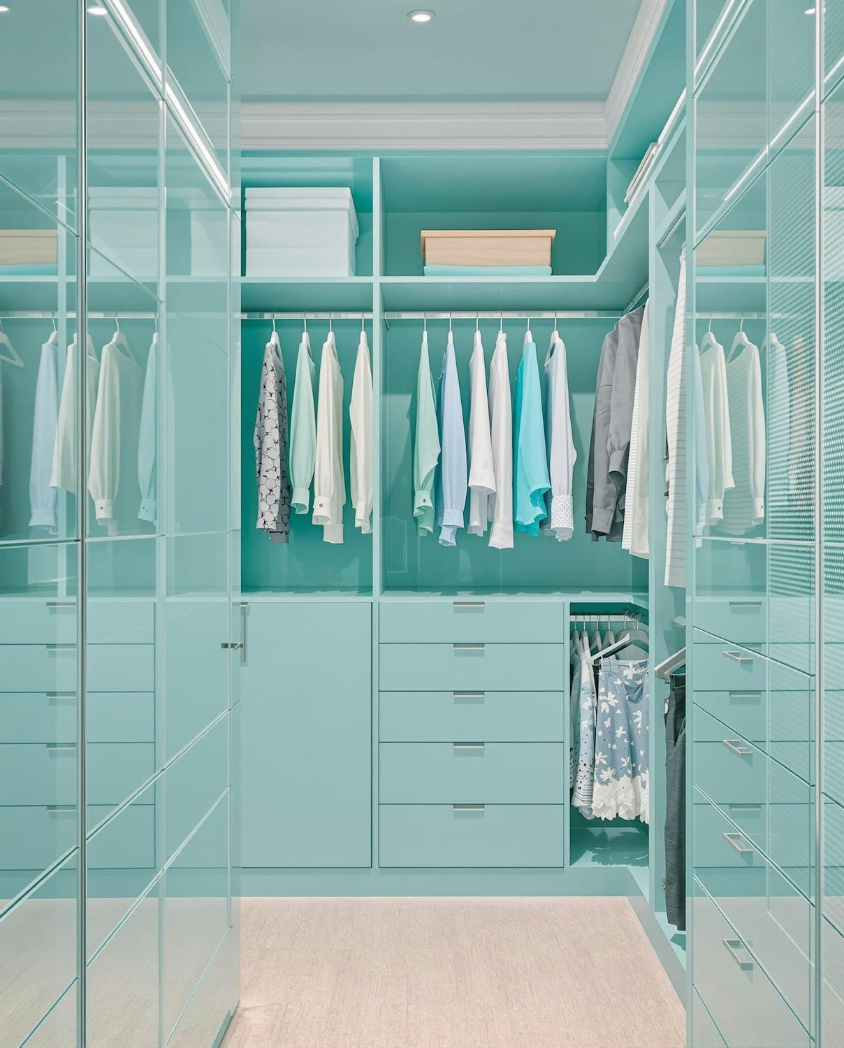 Custom walk-in storage room with organised shelving